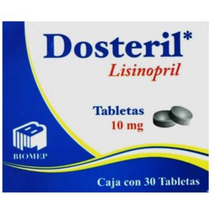 Dosteril (lisinopril) tableta 10mg, caja 30 tabletas.