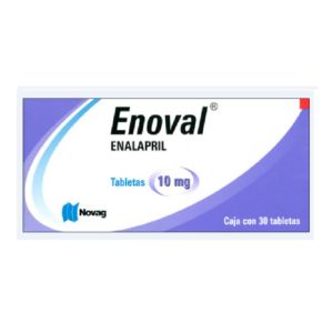 Enoval (enalapril) tableta 10mg, caja 30 tabletas.
