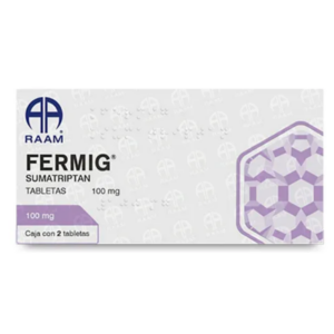 Fermig (sumatriptan) tableta 100mg, caja 2 tabletas.