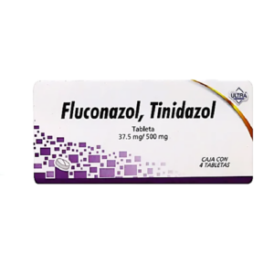 Fluconazol/tinidazol tableta 37.5/500mg, caja 4 tabletas.