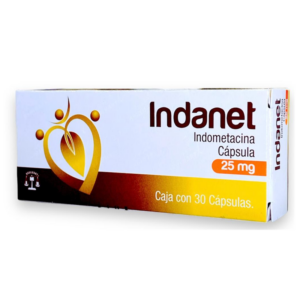 Indanet (Indometacina) capsula 25mg, caja 30 capsulas.
