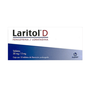 Laritol D (fenilefrina/loratadina) tableta 30mg/5mg, caja 10 tabletas.