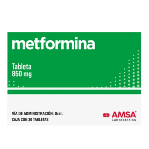 Metformina tableta 850mg, caja 30 tabletas.