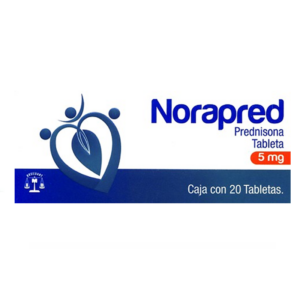 Norapred (prednisona) tableta 5mg, caja 20 tabletas.