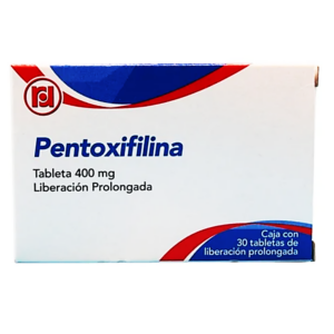 Pentoxifilina tableta 400mg, caja 30 tabletas.