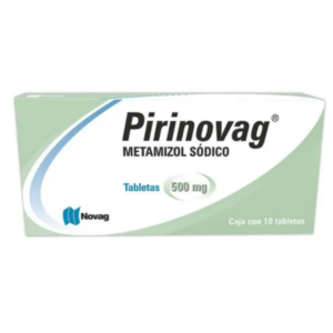 Pirinovag (metamizol sodico) tableta 500mg, caja 10 tabletas.