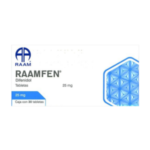 Raamfen (difenidol) tableta 25mg, caja 30 tabletas.