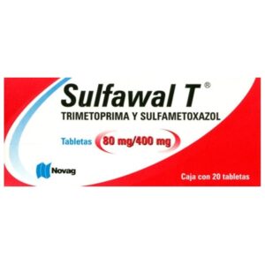 Sulfawal T (trimetoprim/sulfametoxazol) tableta 80mg/400mg, caja 20 tabletas.