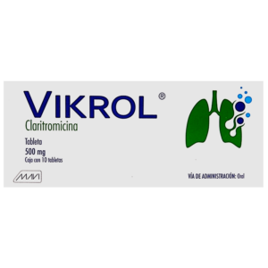 Vikrol (claritromicina) tableta 500mg, caja 10 tabletas.