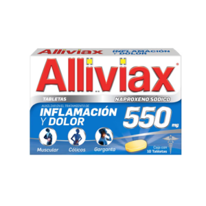 Aliviax (naproxeno) tableta 550mg, caja 10 tabletas.