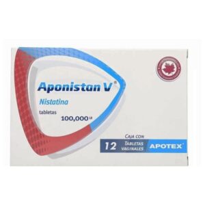 Aponistan V (nistatina) tabletas vaginales, caja 12 tabletas.