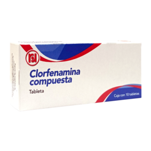Clorfenamina compuesta (clorfenamina/paracetamol) caja 10 tabletas.