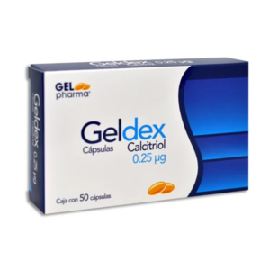 Geldex (calcitriol) capsula 0.25mg, caja 50 capsulas.