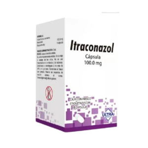 Itraconazol capsula 100mg, frasco 15 capsulas.