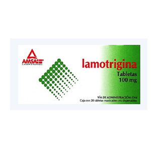 Lamotrigina tableta 100mg, caja 28 tabletas.