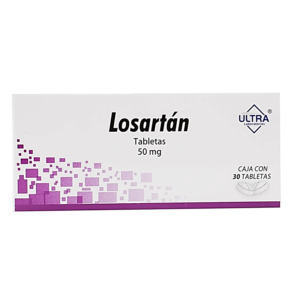 Losartan tableta 50mg, caja 30 tabletas.