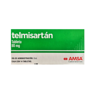 Telmisartan tableta 80mg, caja 14 tabletas.