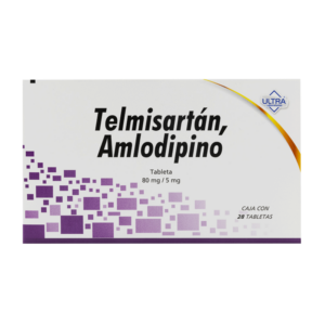 Telmisartan/amlodipino tableta 80/5mg, caja 28 tabletas.