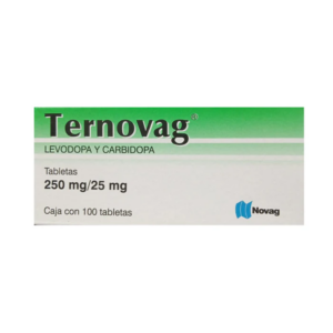Ternovag (levodopa/carbidopa) tableta 250mg/25mg, caja 100 tabletas.
