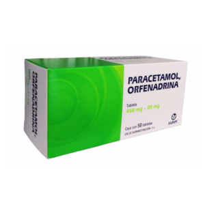 Paracetamol/orfenadrina tableta 450mg/35mg, caja 50 tabletas.