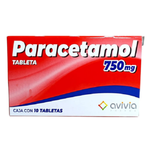 Paracetamol 750mg caja con 10 tabletas.