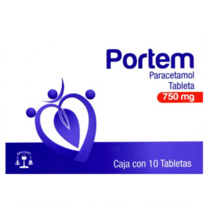 Portem (paracetamol) tableta 750mg caja con 10 tabletas