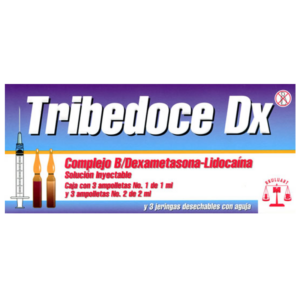 Tribedoce Dx (complejo B/dexametasona/lidocaina) solucion inyectable, caja 3 ampolletas
